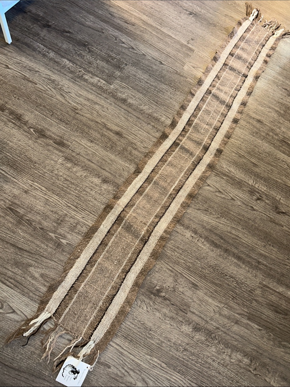 Badgerface Fiber Get Bentz Farm 100% Wool Handwoven Fringe Scarf Brown Rustic - Picture 3 of 4